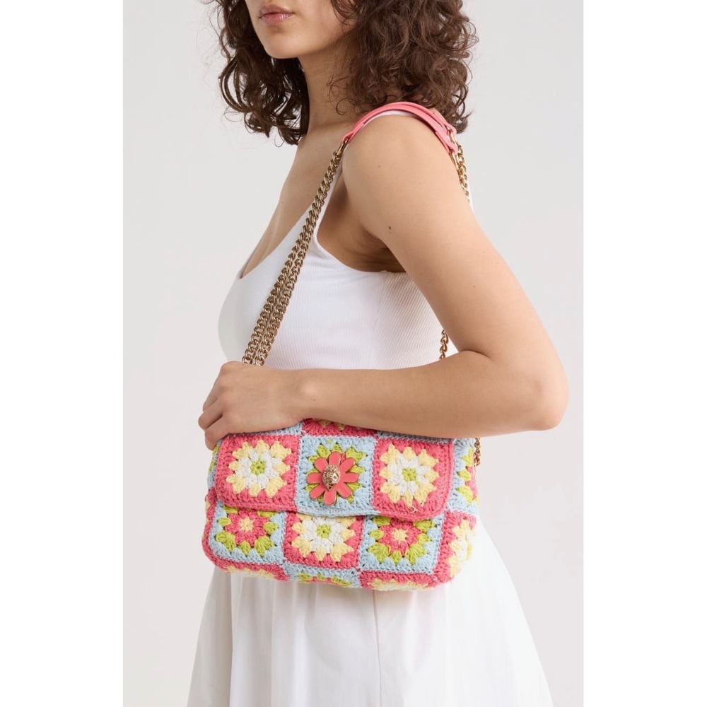 NEW Kurt Geiger London Medium Kensington Crochet Floral Chain Shoulder Bag‎